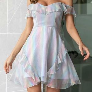Off shoulder holographic dress size 2